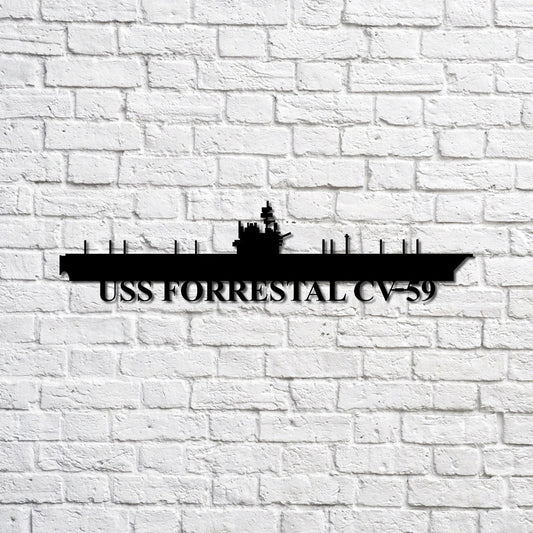 Uss Forresttal Cv59 Navy Ship Metal Sign, Memory Wall Metal Sign Gift For Navy Veteran, Navy Ships - metal sign