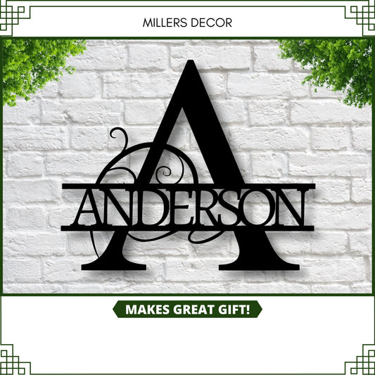 Christmas Gift, Personalized Family Name Metal Sign Housewarming Gift Metal Monogram Sign Door Hanger - metal sign