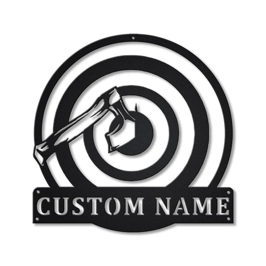 Personalized Axe Throwing Monogram Metal Sign Art, Custom Axe Throwing Metal Sign, Hobbie Gifts, Sport - metal sign