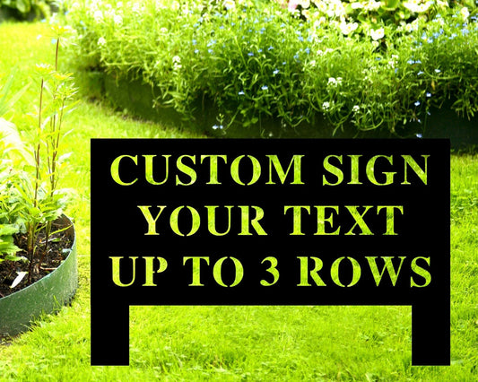 Custom Metal Yard Sign With Stakes Personalized Yard Signs For Outside Custom Yard Sign Metal Lawn Sign Custom Garden Metal Sign - 8 inches - metal sign