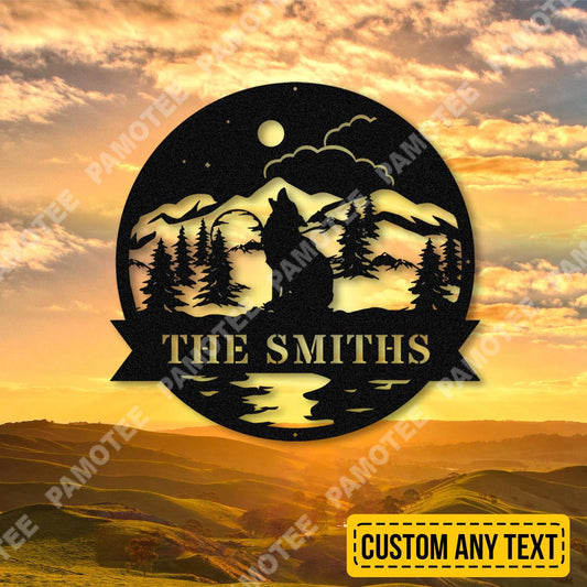 Custom Name Wolf At Night Metal Art, Wild Animal Steel Gift, Metal Laser Cut Metal Signs Custom Gift Ideas - 8 inches - metal sign