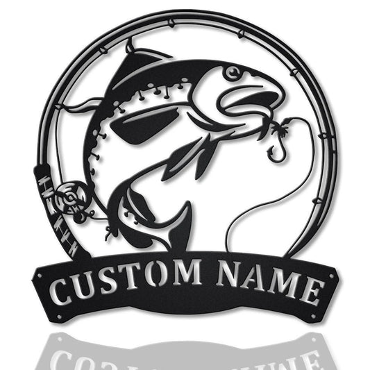 Personalized Atlantic Cod Fishing Fish Pole Metal Sign Art, Custom Atlantic Cod Fishing Metal Sign - metal sign