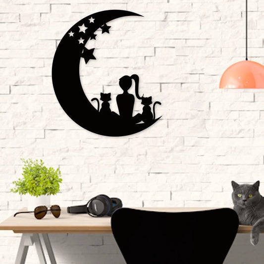 Girl And Cat Metal Wall, Personalized Metal Sign, Cat Deoor, Love Cat, Sign For House, Wall Decor, Best - metal sign