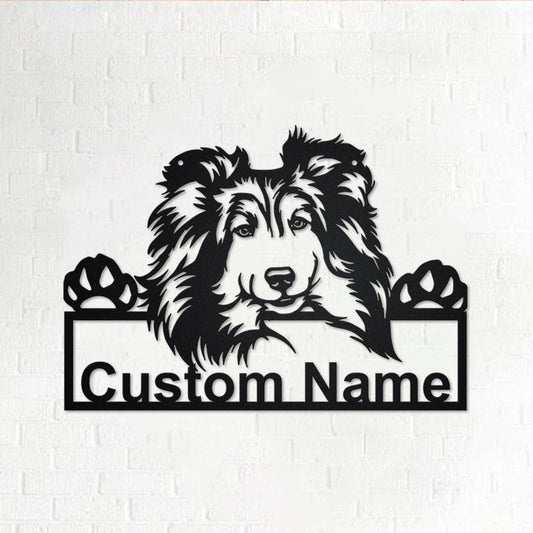 Personalized Custom Shetland Sheepdog Metal Sign for Dog Lover Custom Name - 8 inches - metal sign