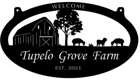 Metal Sheep Sign Barn Sheep Pasture Sign Customized With Your Name Metal House Sign - 8 inches - metal sign