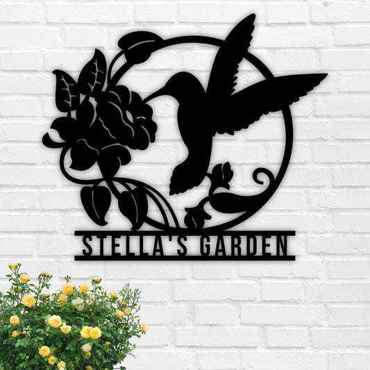 Hummingbird Metal Sign, Metalart, Garden Sign, Custom Hummingbird Family Name Sign, Personalized Metal - metal sign