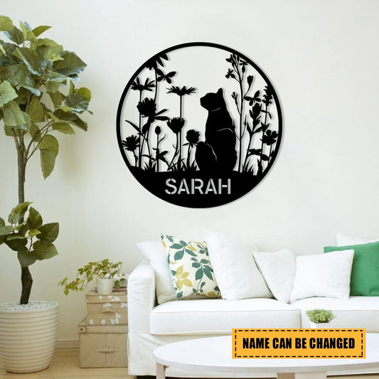Personalized Cat In Garden Metal Sign, Wall Decor, Wedding, Anniversary Gift For Cat Lovers, Metal Laser - wedding detail