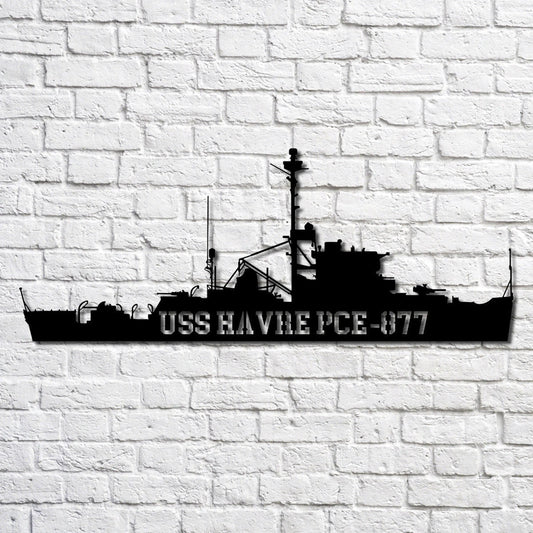 Uss Havre Pce877 Navy Ship Metal Art, Custom Us Navy Ship Cut Metal Sign, Gift For Navy Veteran, Navy - metal sign