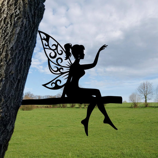 Fairy Metal Tree Stake, Garden Decor, Christmas Gift Laser Cut Metal Signs Custom Gift Ideas - 8 inches - metal sign