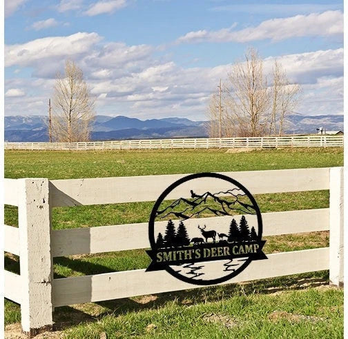 Wildlife Scenery Name Plate Circular Cut Metal Sign Wall Decor Metal Sign Metal Art