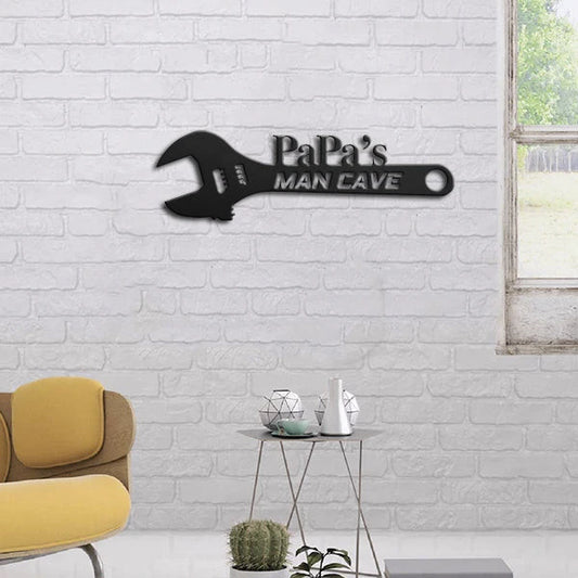 Family Papa's Spanner Customized Name Metal Wall Art Laser Cut Metal Signs Custom Gift Ideas - metal sign