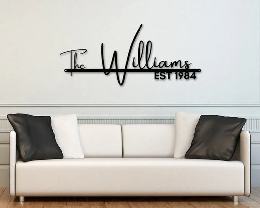 Personalized Family Name Sign Metal Last Name Sign Personalized Metal Name Sign Established Last Name Sign - 8 inches - metal sign