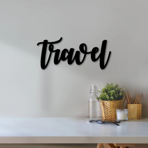 Metal Travel Sign Travel Gifts Metal Word Art Travel Quote Travel Gallery Wall World Traveler Gift Script Words For The Wall