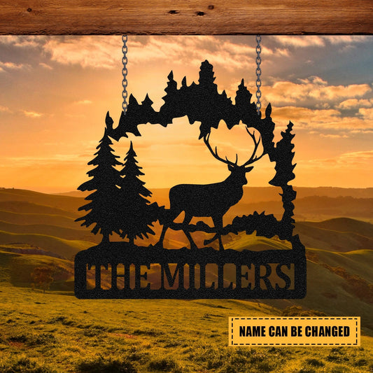 Personalized Family Name Deer Hunting Metal Sign, Custom Outdoor Farm, Cabin, Lodge, Camp, Wall Decor - metal sign