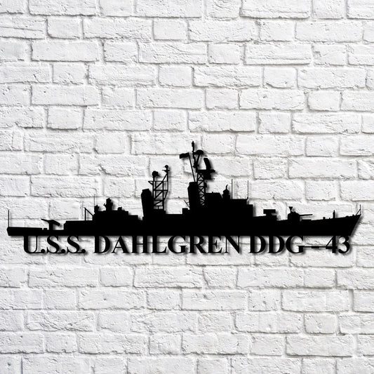 U.s.s. Dahlgren Ddg 43 Navy Ship Metal Art, Custom Us Navy Ship Cut Metal Sign, Gift For Navy Veteran - metal sign