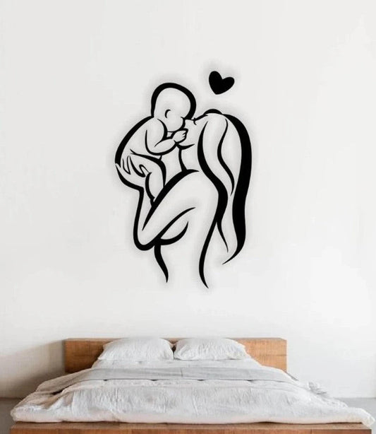 Mother with baby Metal House Sign Laser Cut Metal Signs Custom Gift Ideas - 8 inches - metal sign