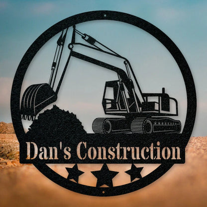 Construction Collection Personalized Excavator Metal Sign Laser Cut Metal Signs Custom Gift Ideas