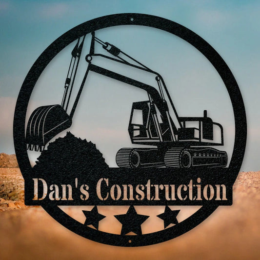 Construction Collection Personalized Excavator Metal Sign Laser Cut Metal Signs Custom Gift Ideas - 8 inches - metal sign