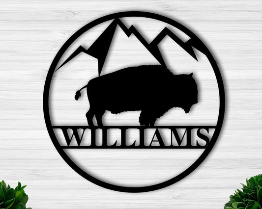 Personalized Metal Sign Last Name Sign Family Name Sign Wedding Gift Name Sign Custom Sign Personalized Sign Outdoor Mountains Buff - 8 inches - metal sign