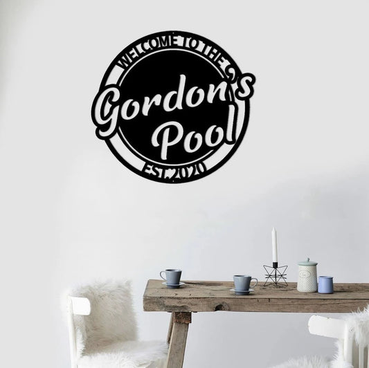 Family Pool Metal Sign Welcome To The Pool With Established Date Metal Sign Metal Swimming Pool Sign Pool Bar Sign Pool Sign - 8 inches - metal sign