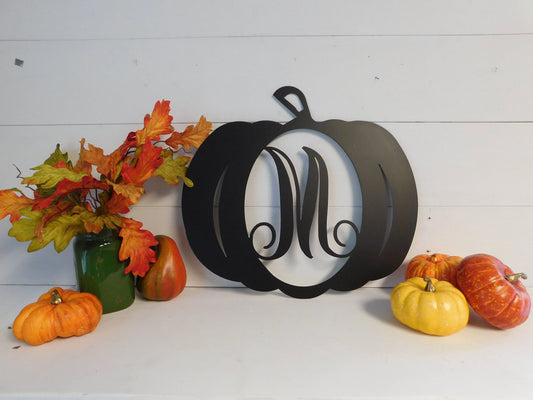 Fall Decor, Halloween Decor, Monogram Pumpkin, Monogram Door Hanger, Personalized Decor Laser Cut Metal Signs Custom Gift Ideas - 8 inches - metal sign