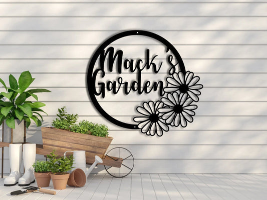 Personalized Flower Garden Name Sign, Gift For Gardener, Decorative Hanging, Outdoor Decor, Flower Sign - metal sign