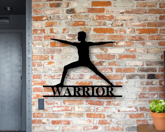 Personalized Yoga Warrior Sign, Family Name Metal Sign, Personalized Yoga Sign, Custom Last Name Sign - metal sign