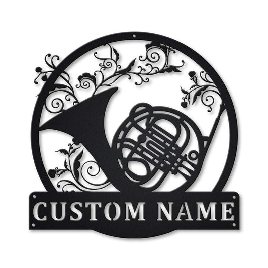 Personalized French Horn Monogram Metal Sign Art, Custom French Horn Monogram Metal Sign, French Horn - metal sign