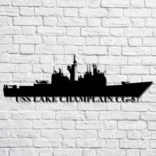 Uss Lake Champlain Cg57 Navy Ship Metal Art, Custom Us Navy Ship Cut Metal Sign, Gift For Navy Veteran - metal sign