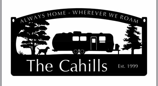 Metal Airstream Camper Sign With Dog And Camper Metal House Sign - 8 inches - metal sign