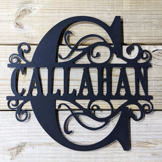 Scroll Monogram Personalized Family Name Metal Sign Steel Wall Art Customized Newlywed Or Housewarming - metal sign