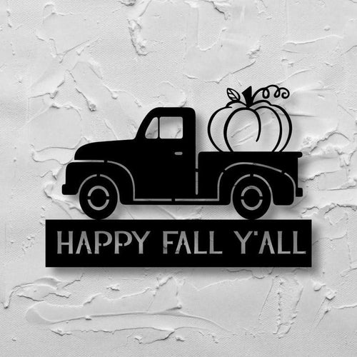 Fall Pumpkin Truck Metal Sign Fall Porch Decor Housewarming Happy Fall Metal Sign Outdoor Decor Autumn Wall Art