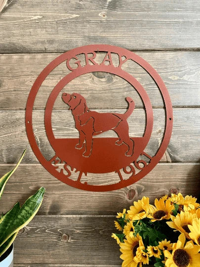 Hunting Beagle Metal Dog Sign Cut Metal Sign Metal House Sign - 8 inches - metal sign
