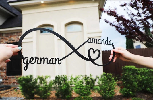 Custom Name Infinity Love Sign, Infinity Sign With Name, Personalized Metal Infinity Sign, Newlywed Gift - metal sign