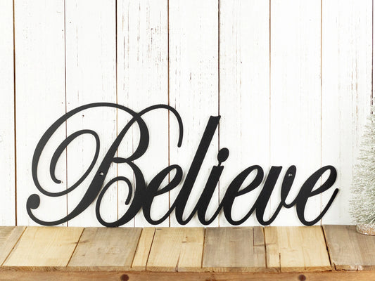 Believe Metal Sign Christmas Decor Metal Wall Decor Sign Wall Hanging Outdoor Sign Inspirational Wall Art