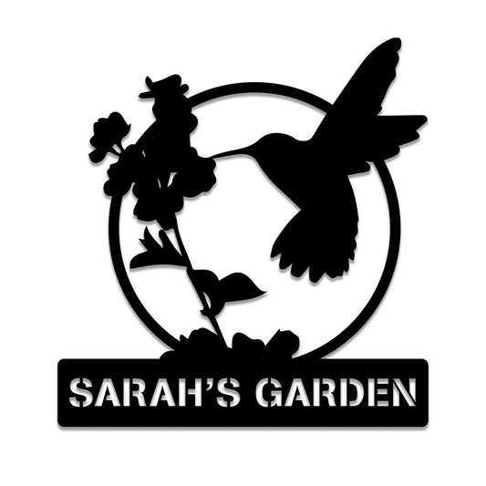 Personalized Hummingbird Metal Garden Sign, Outdoor Garden Stake, Home Decor, Metal Laser Cut Metal Signs Custom Gift Ideas - 8 inches - metal sign