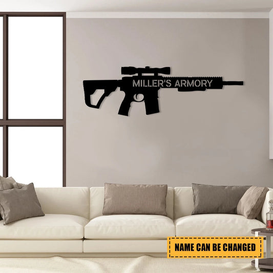 Personalized Gun Armory Veteran Metal Sign, Metal Laser Cut Metal Signs Custom Gift Ideas - 8 inches - metal sign