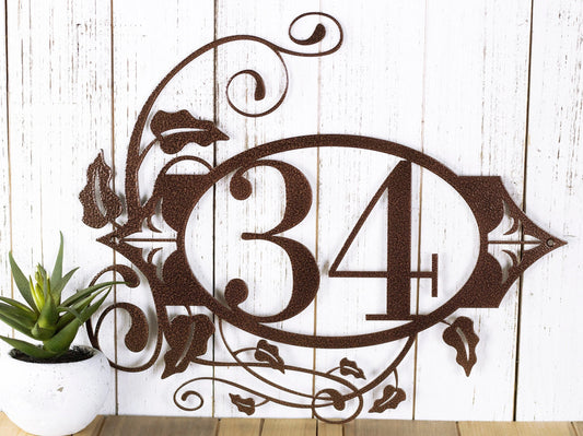 Metal House Number Plaque, Outdoor Custom Address Sign, Personalized Housewarming Gift, Laser Cut Metal Signs Custom Gift Ideas - 8 inches - metal sign
