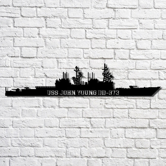 Uss John Young Dd973 Navy Ship Metal Art, Custom Us Navy Ship Cut Metal Sign, Gift For Navy Veteran, Navy - metal sign