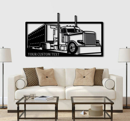 Metal Semi Truck And Trailer Semi Truck Metal Wall Decoration Personalized Company Name Extra Metal Wall Abstract Cattle Trailer