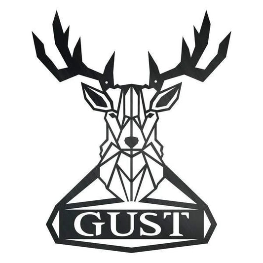 Geometric Deer Monogram Customized Metal Signs, Custom Metal Sign, Custom Signs, Metal Sign, Metal Laser - metal sign