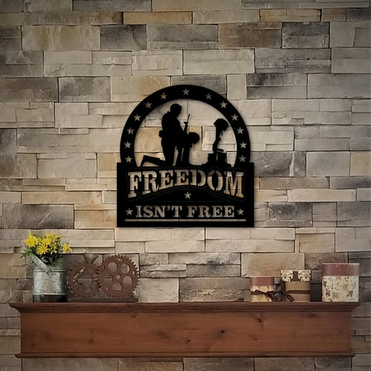 Freedom Isn't Free Sign, Military Decor, Gift For Military Spouse Or Veteran, Patriotic Americana Decor - metal sign