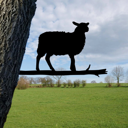 Sheep Tree Stake, Farmhouse Steel Art, Gift For Him Laser Cut Metal Signs Custom Gift Ideas - 8 inches - metal sign