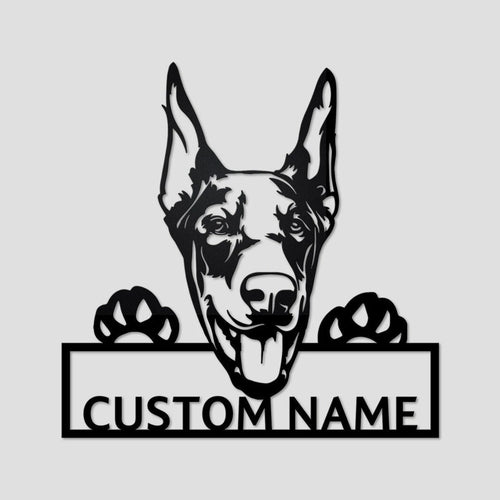 Personalized Custom Doberman Dog Metal Sign for Dog Lover Custom Name