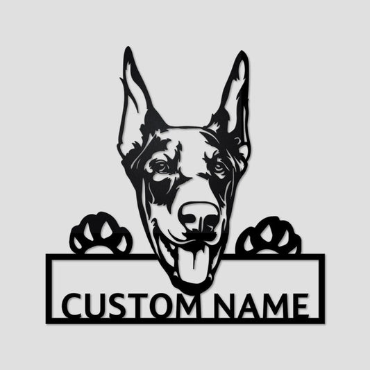 Personalized Custom Doberman Dog Metal Sign for Dog Lover Custom Name - 8 inches - metal sign