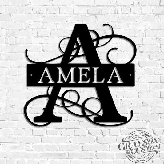 Personalized Regal Block Monogram Family Name Sign Rustic Farmhouse Decor Wedding, Anniversary, Or - wedding detail
