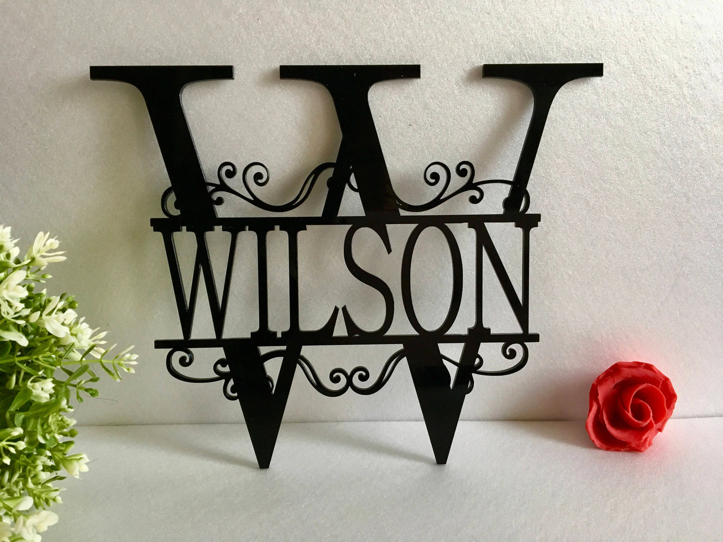 Split Letter Wall Monogram Sign Front Door Wreath Hanger Personalized Garden Metal Acrylic Family Last Name Outdoor Initial Wedding Gifts Laser Cut Metal Signs Custom Gift Ideas