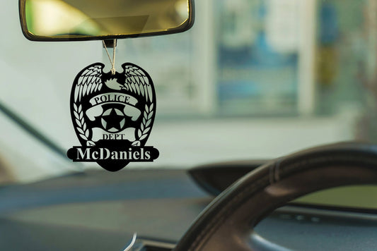 Personalized Police Officer Metal Car Hanger, Police Academy Graduation, Car Interior Rearview Pendant - metal sign