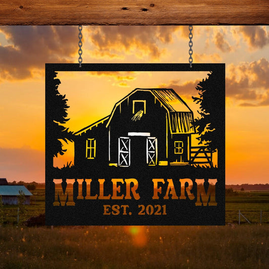 Personalized Metal Farm Sign Barn Monogram, Metal Laser Cut Metal Signs Custom Gift Ideas - 8 inches - metal sign