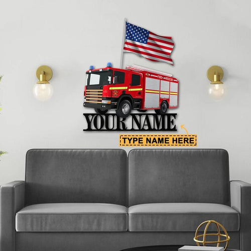 Firefighter Car Personalized Metal Sign Laser Cut Metal Signs Custom Gift Ideas